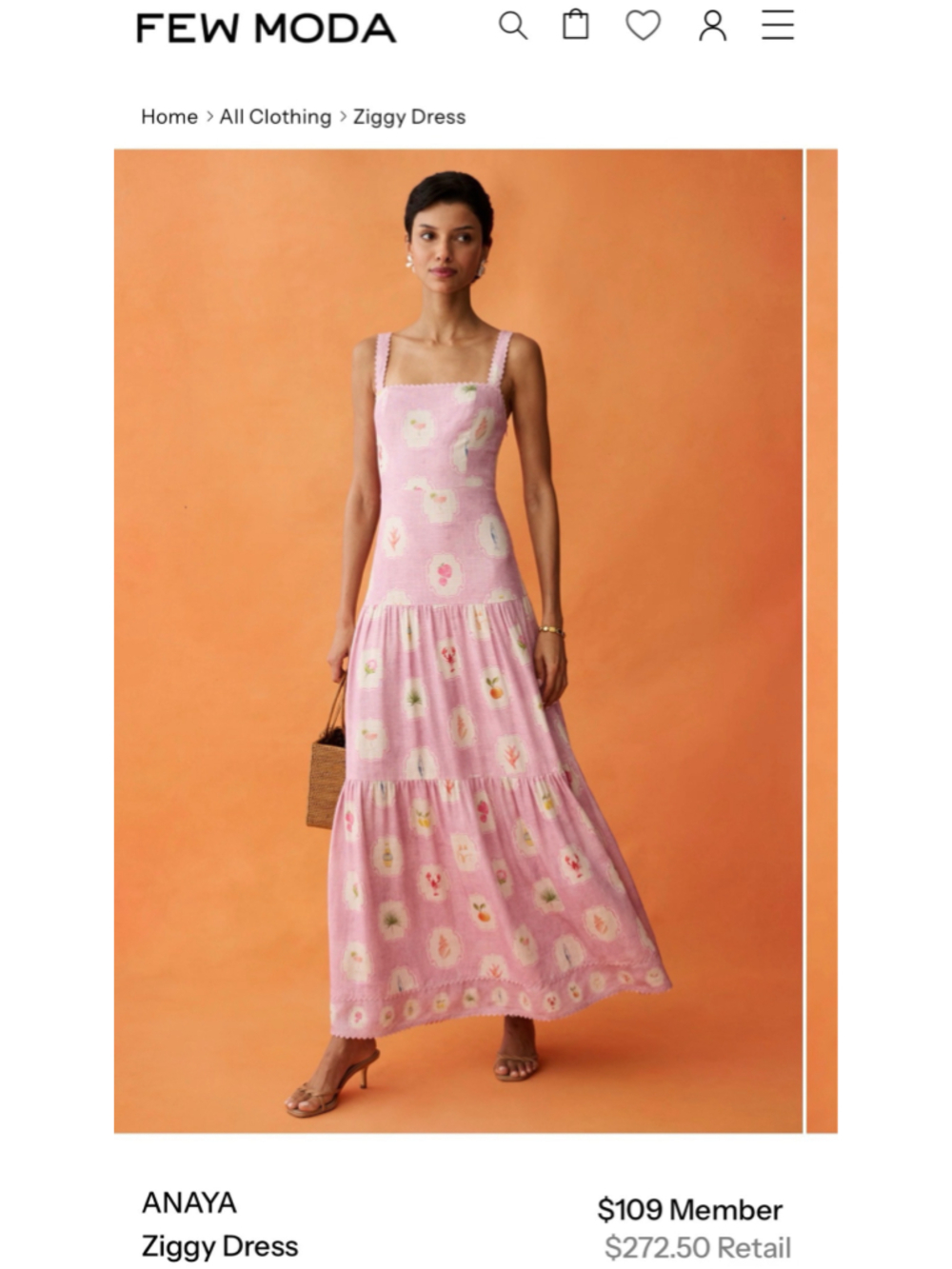 Women's Anaya Ziggy Maxi Dress Pink White Print